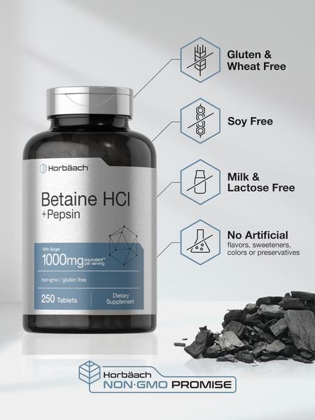 Imagem de Suplemento Horbäach Betaine HCl com pepsina 1000mg 250 comprimidos