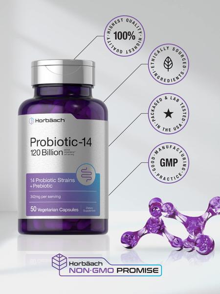 Imagem de Suplemento Horbäach Probiotics 120 bilhões de CFU 50 cápsulas