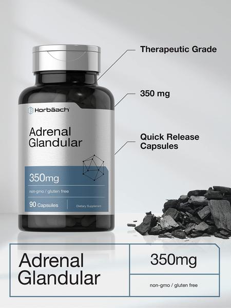 Imagem de Suplemento Horbäach Raw Adrenal Glandular 350mg 90 cápsulas