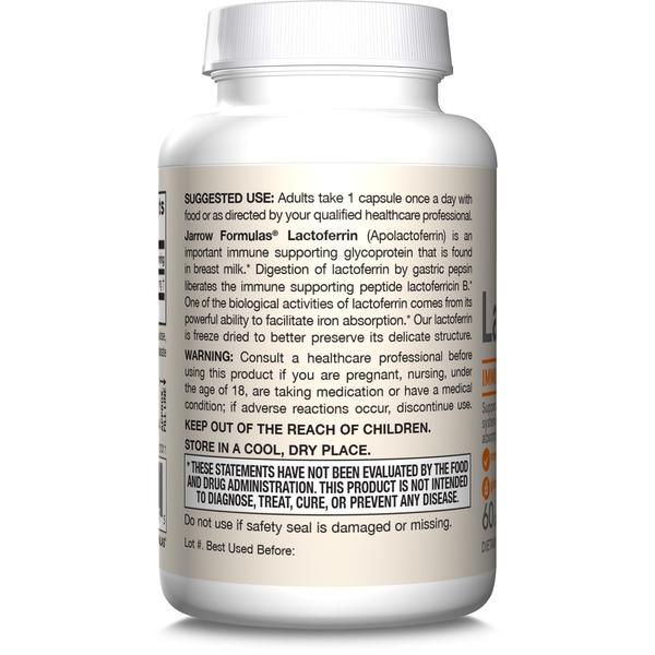 Imagem de Suplemento Jarrow Formulas Lactoferrina 250 mg 60 cápsulas