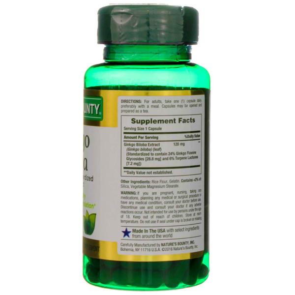 Imagem de Suplemento Nature's Bounty Ginkgo Biloba 120 mg 100 cápsulas