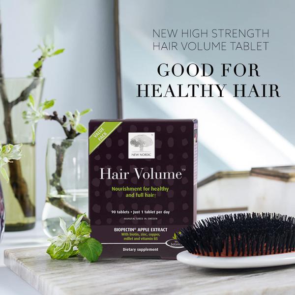 Suplemento NEW NORDIC Hair Volume Tablets 3000mcg Biotina 90ct Imagem de Suplemento NEW NORDIC Hair Volume Tablets 3000mcg Biotina 90ct