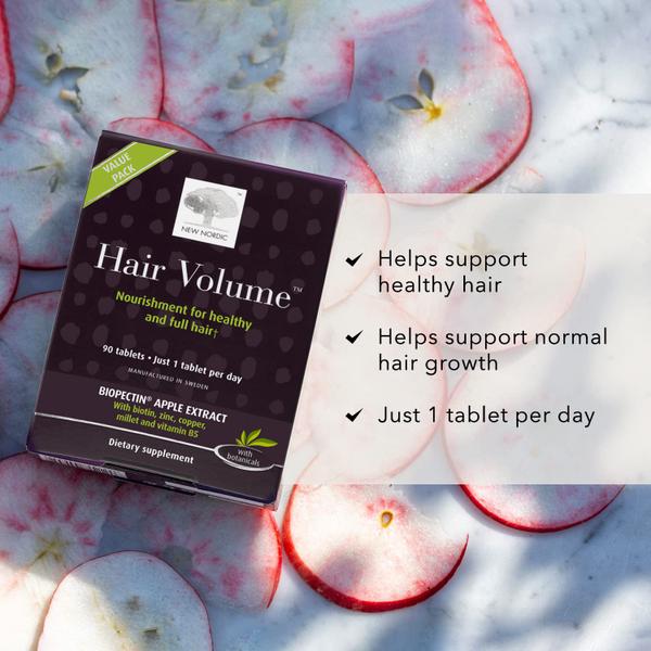 Suplemento NEW NORDIC Hair Volume Tablets 3000mcg Biotina 90ct Imagem de Suplemento NEW NORDIC Hair Volume Tablets 3000mcg Biotina 90ct