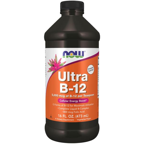 Imagem de Suplemento NOW Ultra B-12 Liquid 473 ml com 800 mcg de ácido fólico