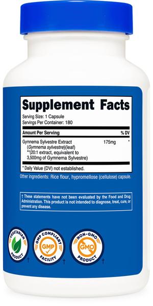 Imagem de Suplemento Nutricost Gymnema Sylvestre Extract 3500mg 180 cápsulas