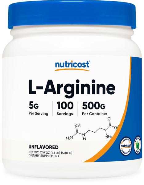 Imagem de Suplemento Nutricost L-Arginina em pó 500g 100 porções