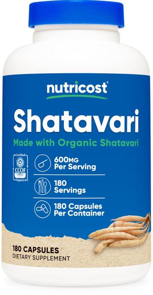 Imagem de Suplemento Nutricost Shatavari 600mg 180 cápsulas orgânicas