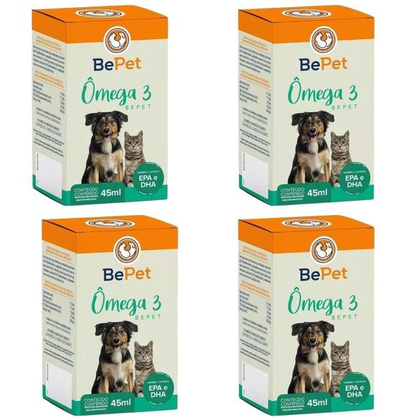 Imagem de Suplemento Omega 3 Cão e gato Omega 3 Bepet 45ml Kit c/ 4 un