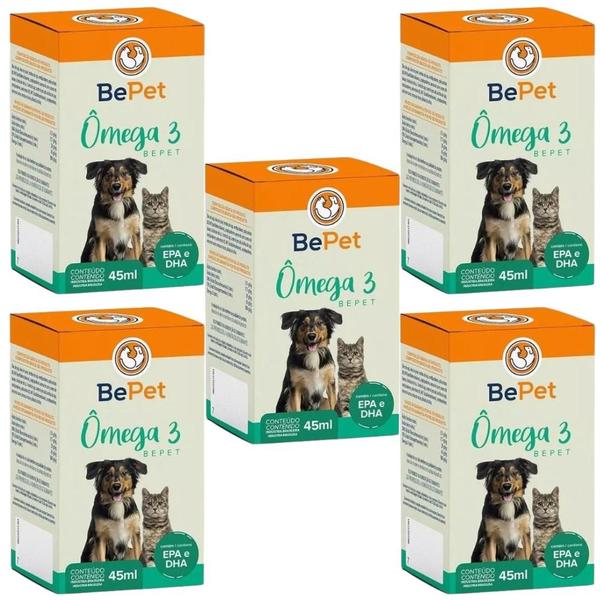 Imagem de Suplemento Omega 3 Cão e gato Omega 3 Bepet 45ml Kit c/ 5 un