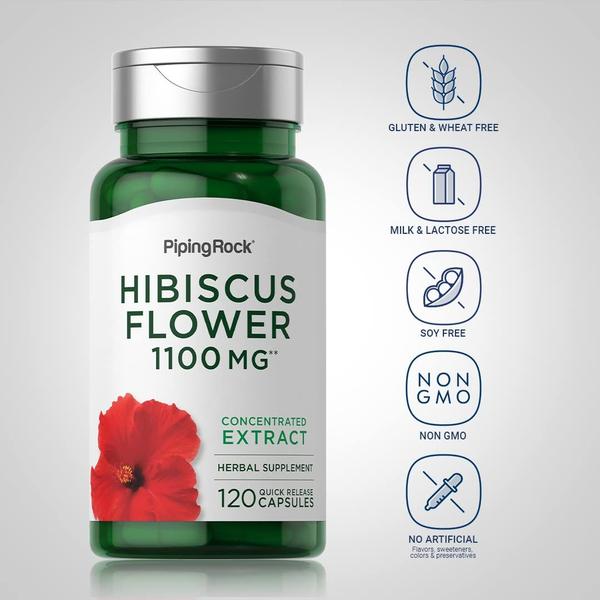 Imagem de Suplemento Piping Rock Hibiscus Flowers 1100mg 120 cápsulas