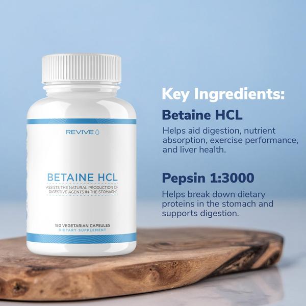 Suplemento Revive MD Betaine HCL com Pepsina 180 cápsulas Imagem de Suplemento Revive MD Betaine HCL com Pepsina 180 cápsulas