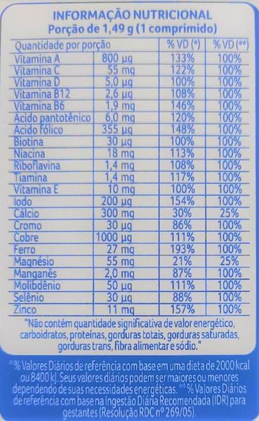 Imagem de Suplemento Vitamina E Minerais Materna 30 Cpr  Nestlé