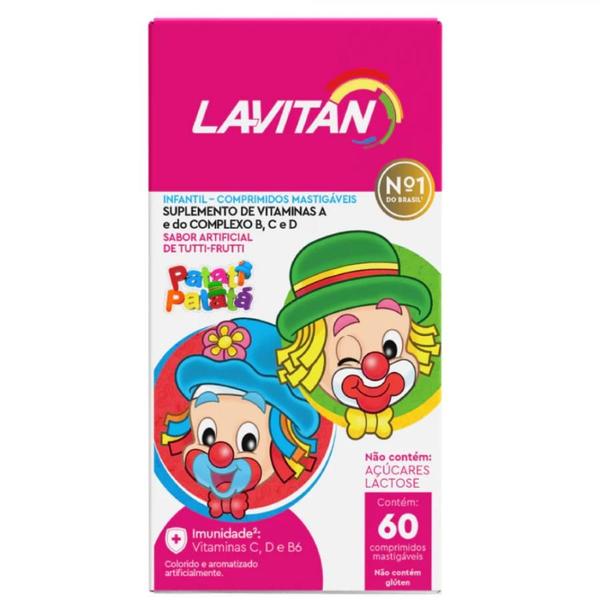 Imagem de Suplemento vitaminico lavitan infantil patati patata sabor tutti fruti 60 comprimidos mastigaveis