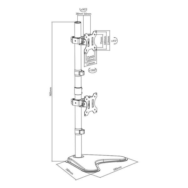 Imagem de Suporte 2 Monitores Vertical Com Base V1224N