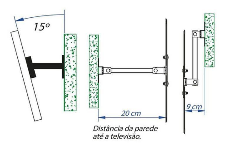 Imagem de Suporte 3 Movimentos Para Smart TV Articulado 55 Polegadas