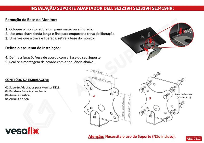 Imagem de Suporte Adaptador para Monitor Dell Sem Furação Vesa  SE2219H SE2419HR