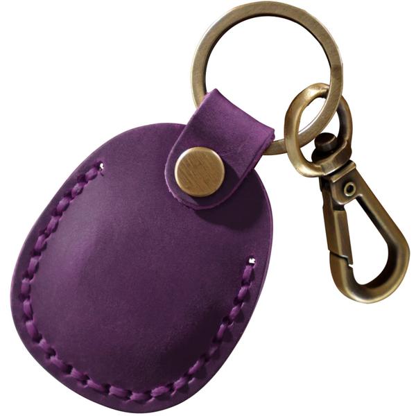 Imagem de Suporte Airtag Q1T5 em couro genuíno, cobertura total, roxo