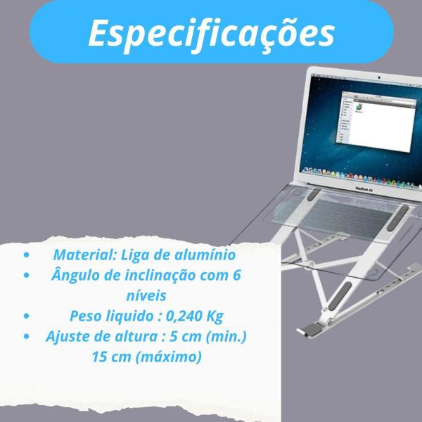 Imagem de Suporte Ajustável Base Para Notebook Aluminio Resistente