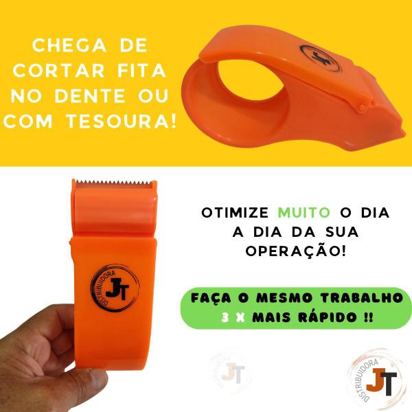 Imagem de Suporte Aplicador de Fita Adesiva Larga 50mm até 300m Grande Dispenser Durex Mão Manual Ecommerce Pacote Correio Caixa