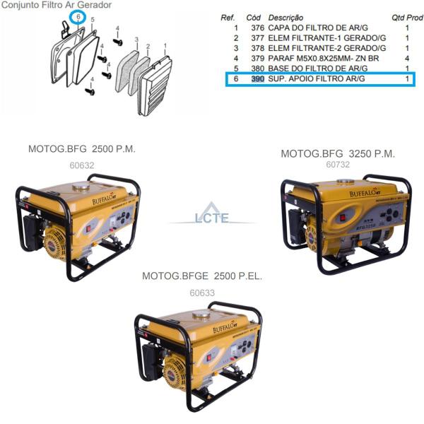 Suporte Apoio Filtro de Ar P/ Motogerador BFG 3500 Buffalo Imagem de Suporte Apoio Filtro de Ar P/ Motogerador BFG 3500 Buffalo