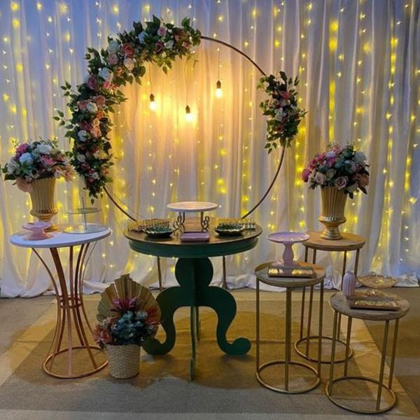 Suporte Arco Redondo Painel Para Decoração, 1,50 - Prata - RRDECOR Imagem de Suporte Arco Redondo Painel Para Decoração, 1,50 - Prata