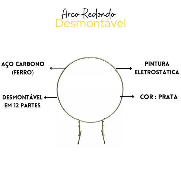 Suporte Arco Redondo Painel Para Decoração, 1,50 - Prata - RRDECOR Imagem de Suporte Arco Redondo Painel Para Decoração, 1,50 - Prata