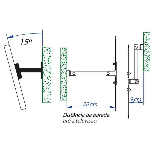 Suporte articulado 3 movimentos para Smart TV 4K Ultra HD LG LED 43 polegadas - Cab Quality Imagem de Suporte articulado 3 movimentos para Smart TV 4K Ultra HD LG LED 43 polegadas