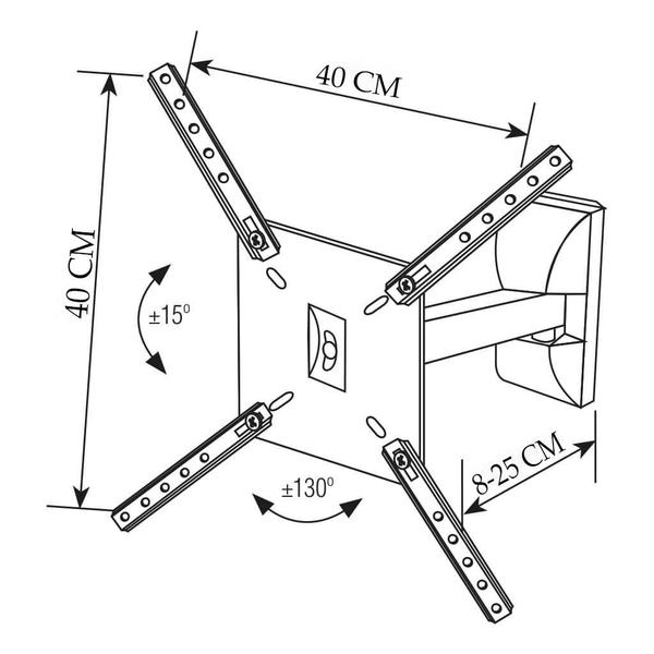 Imagem de Suporte Articulado Brasforma para TV de 10” a 55” Smart TV, LED, LCD, Plasma, 3D