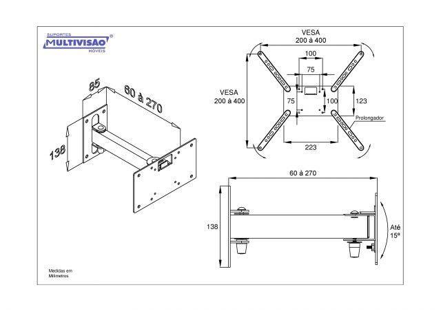 Imagem de Suporte Articulado com inclinação para TV LCD/LED 14 A 56 Pol STPA ECO