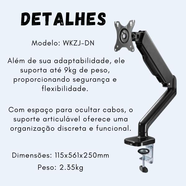 Imagem de Suporte Articulado De Mesa Para Monitor De 17 A 34 Polegadas