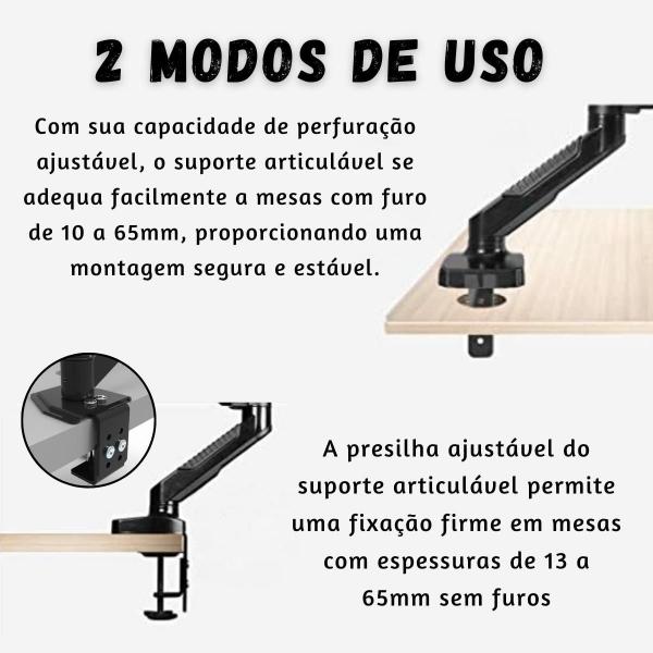 Imagem de Suporte Articulado De Mesa Para Monitor De 17 A 34 Polegadas