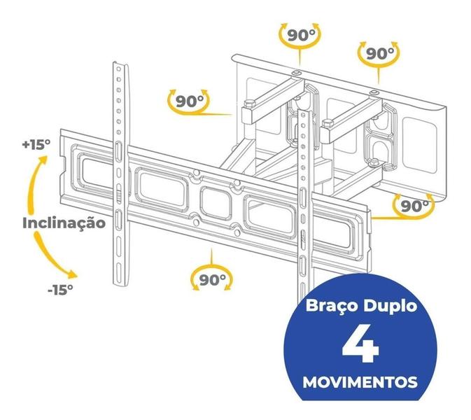 Imagem de Suporte Articulado De Parede Para Tv De 37 A 80 Polegadas