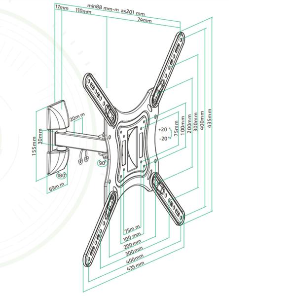 Imagem de Suporte Articulado e Inclinável Para TV LCD/LED 23"A 55" - PX04