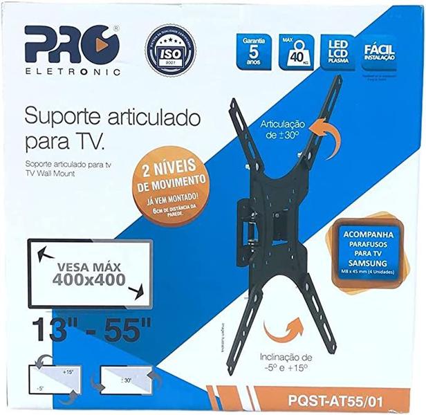 Imagem de Suporte Articulado p/ TV Pro Eletronic PQST-AT55/01 2 Movimentos