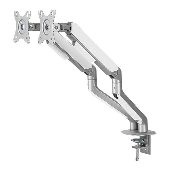 Imagem de Suporte Articulado Para 2 Monitores Brateck LDT63 C024, 17 Pol. a 32 Pol., Prata, LDT63-C024