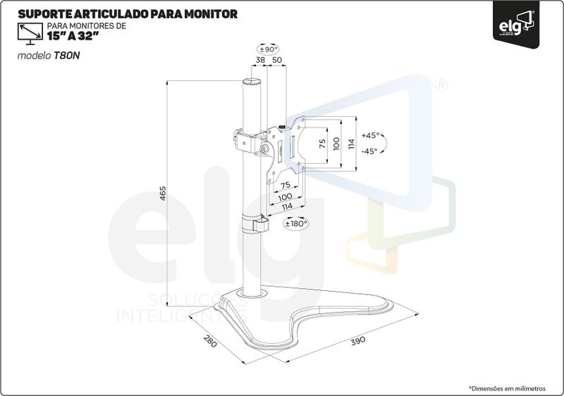 Imagem de Suporte Articulado Para Monitores de 15"a 32" - ELG