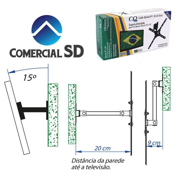 Imagem de Suporte Articulado Para Tv e Monitor de 10" a 56" Polegadas