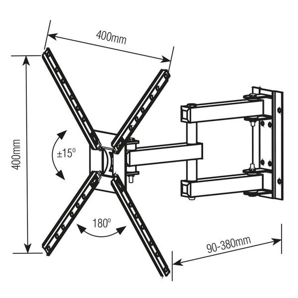 Imagem de Suporte ARTICULADO para TV LED, LCD, Plasma, 3D e Smart TV de 10” a 55”  Brasforma SBRP 140