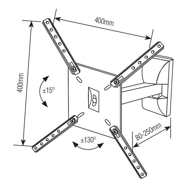 Imagem de Suporte Articulado para TV led lcd Plasma 3D  Smart TV de 10 a 55 Brasforma sbrp 130