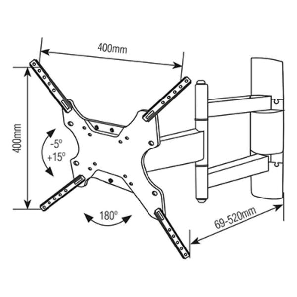 Imagem de Suporte articulado tv 23" a 55'' + sup p/conversor e dvd - cs0045asc - cs