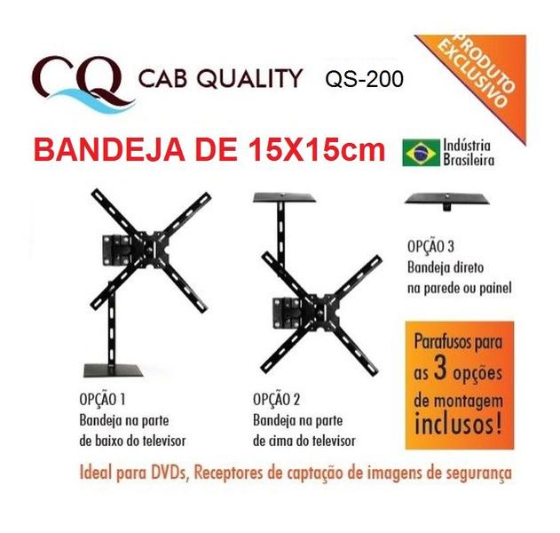 Imagem de Suporte Bandeja 15x15cm P/ DVD VideoGame Conversor Decodificador Tv cabo Fixa em Parede e Suporte TV