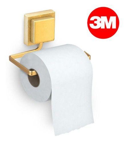 Imagem de Suporte Banheiro Porta Papel Higiênico De Parede 3m Dourado