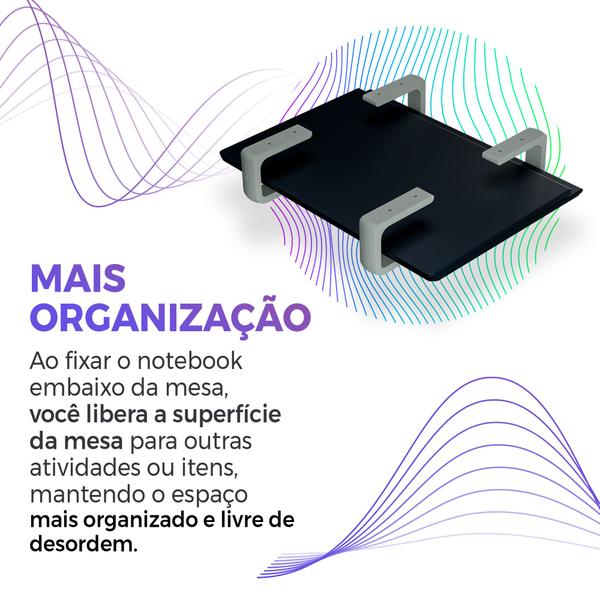 Imagem de Suporte Base Apoio Fixar Notebook Laptop Embaixo Da Mesa