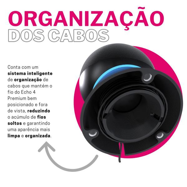 Imagem de Suporte Base Elevação de Mesa Com Organizador de Cabos Compatível Com Alexa Echo Dot 4 e 5