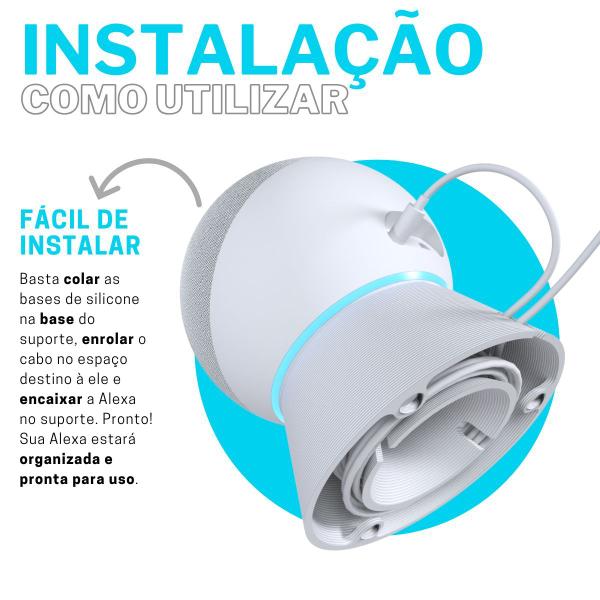 Imagem de Suporte Base Elevação de Mesa Com Organizador de Cabos Compatível Com Alexa Echo Dot 4 e 5