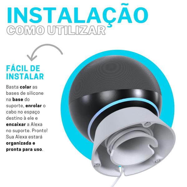 Imagem de Suporte Base Elevação de Mesa Com Organizador de Cabos Compatível Com Amazon Alexa Echo 4 Premium - ARTBOX3D