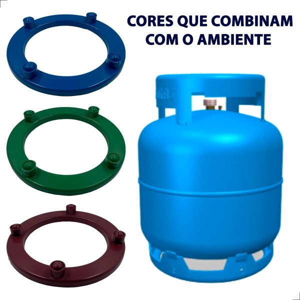 Imagem de Suporte Base Para Botijão Bujão de Gás Reforçado Resistente Utilidade Doméstica Cozinha em Polipropileno Sem Rodinhas Redondo