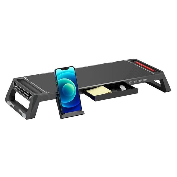 Imagem de Suporte Base para Monitor C3Tech,  4 Saídas USB 2.0, Preto - BM-100BK