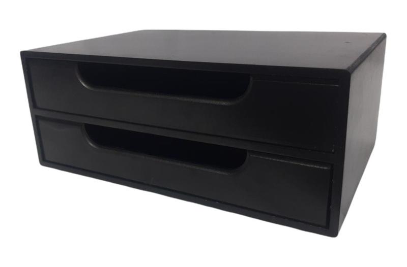 Imagem de Suporte Base Para Monitor D Mesa C/ 2 Gavetas Multiuso Preto