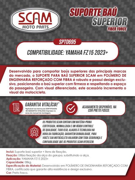 Imagem de Suporte bau superior fiberforce yamaha fz15 2023 bruto spto695 scam